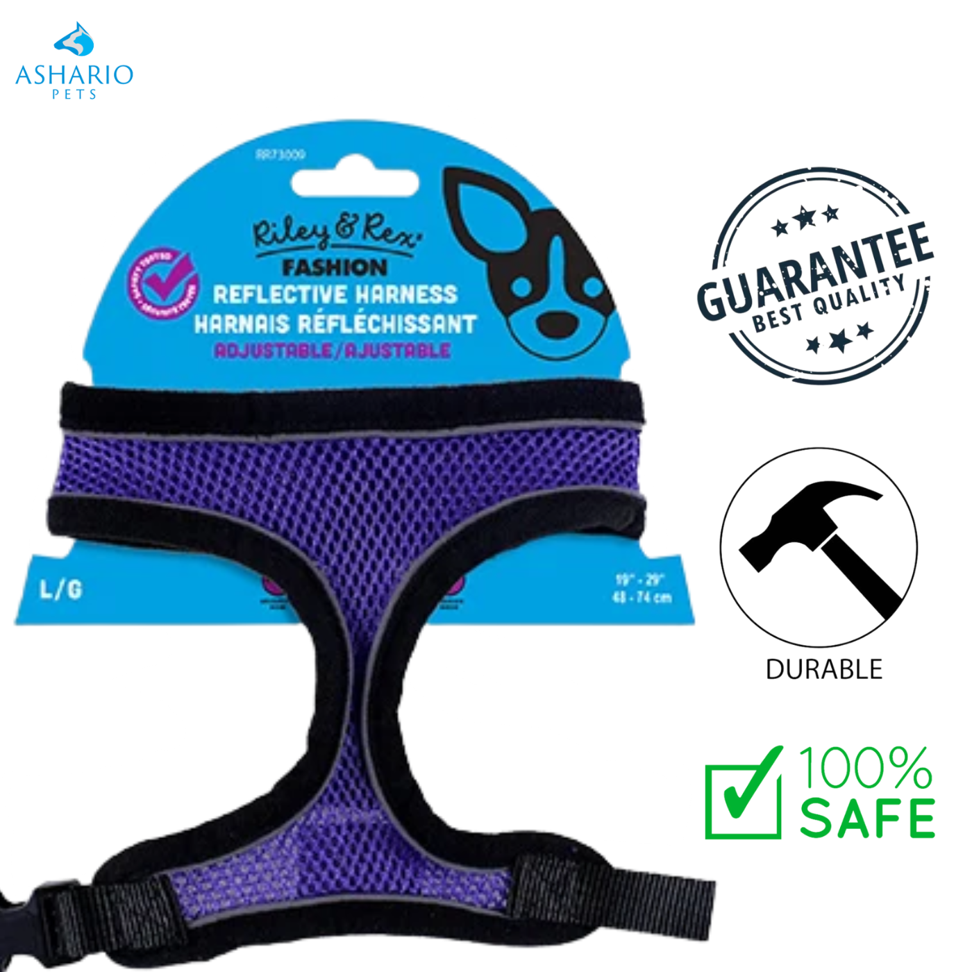 Riley & Rex - Adjustable Reflective Dog Harness