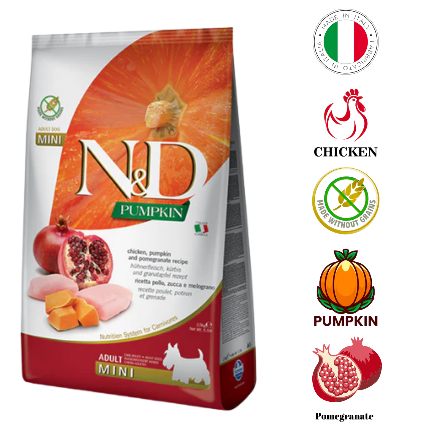 Farmina - Chicken & Pomegranate Adult Mini Dry Dog Food - 5.5 lb, 15.4 lb