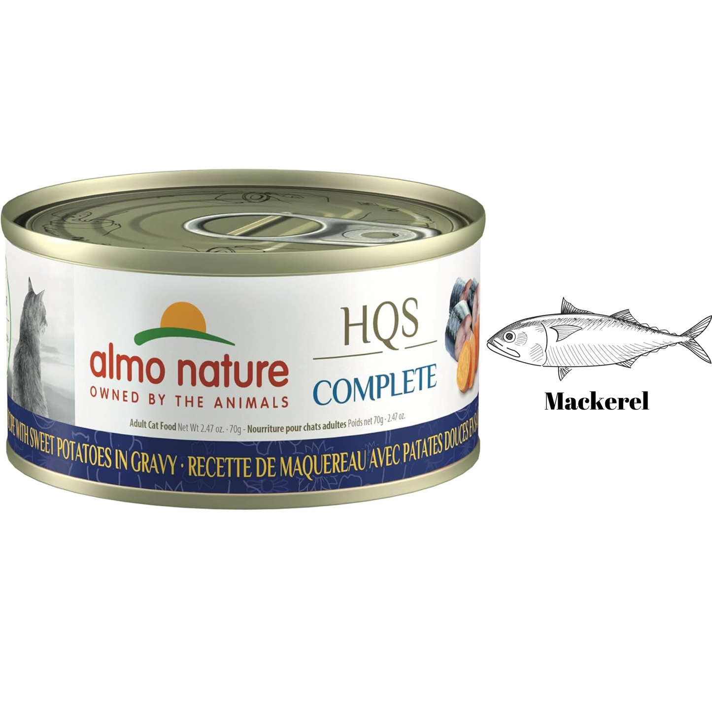 Almo Nature - Mackerel & Sweet Potato In Gravy Canned Cat Food - 70 Grams