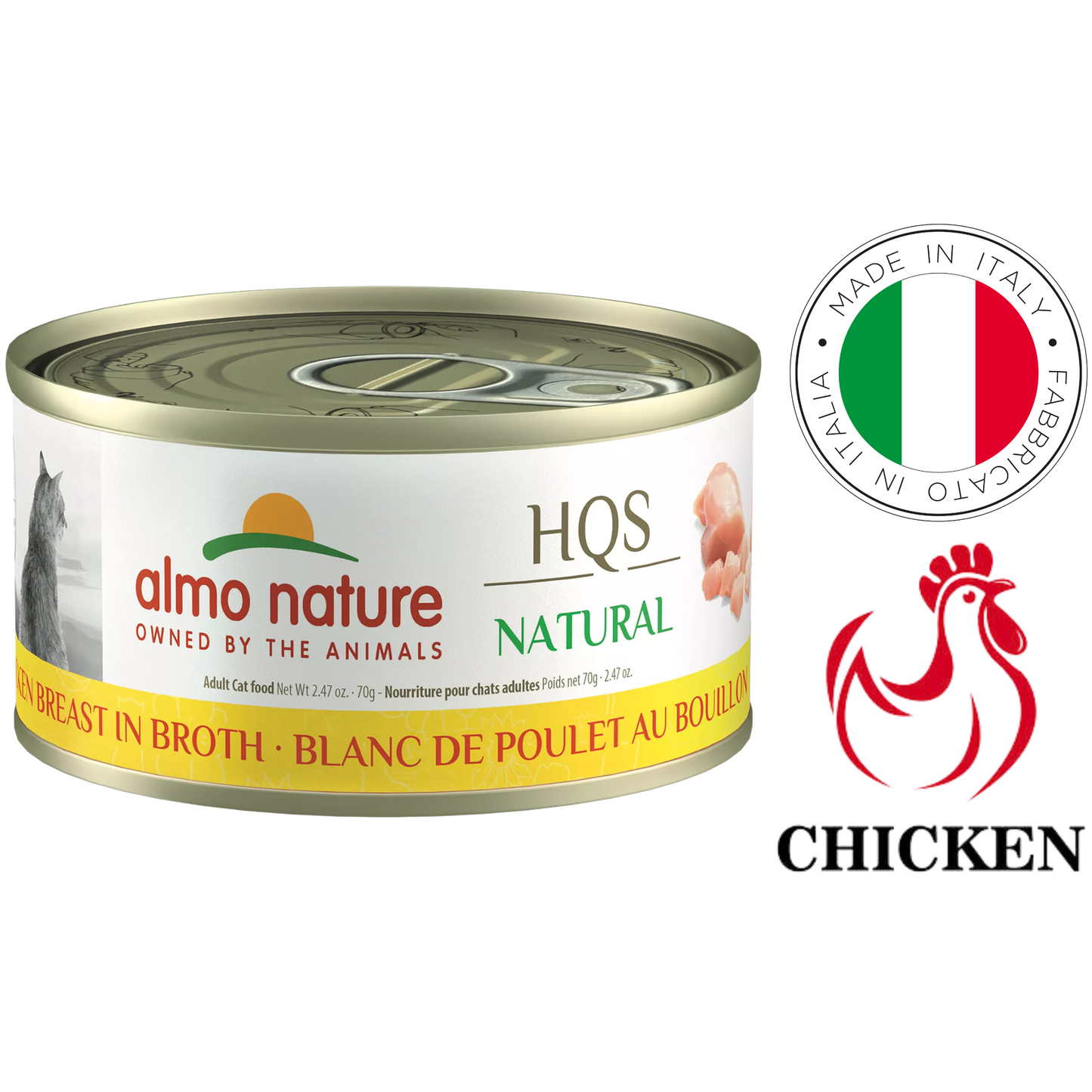 Almo Nature - Poitrine de poulet en bouillon pour chat - 70 grammes
