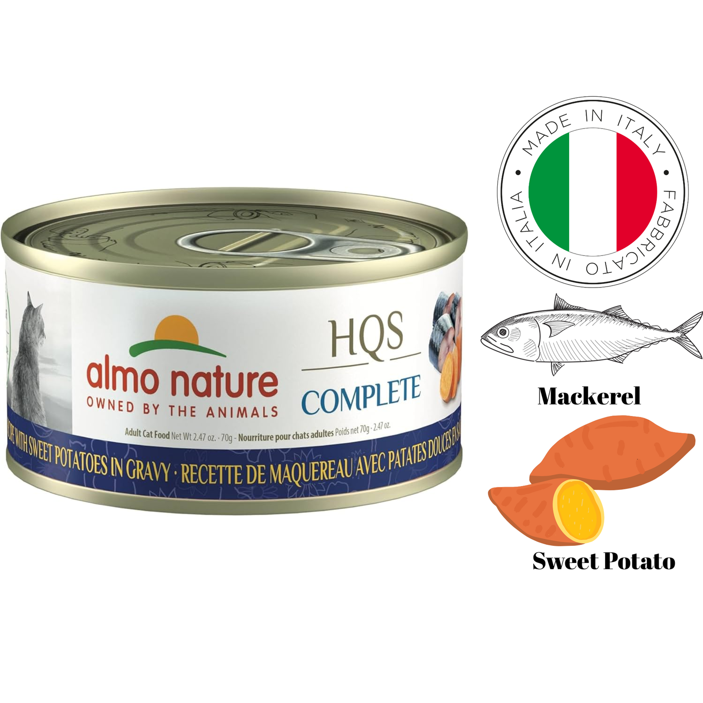 Almo Nature - Mackerel & Sweet Potato In Gravy Canned Cat Food - 70 Grams