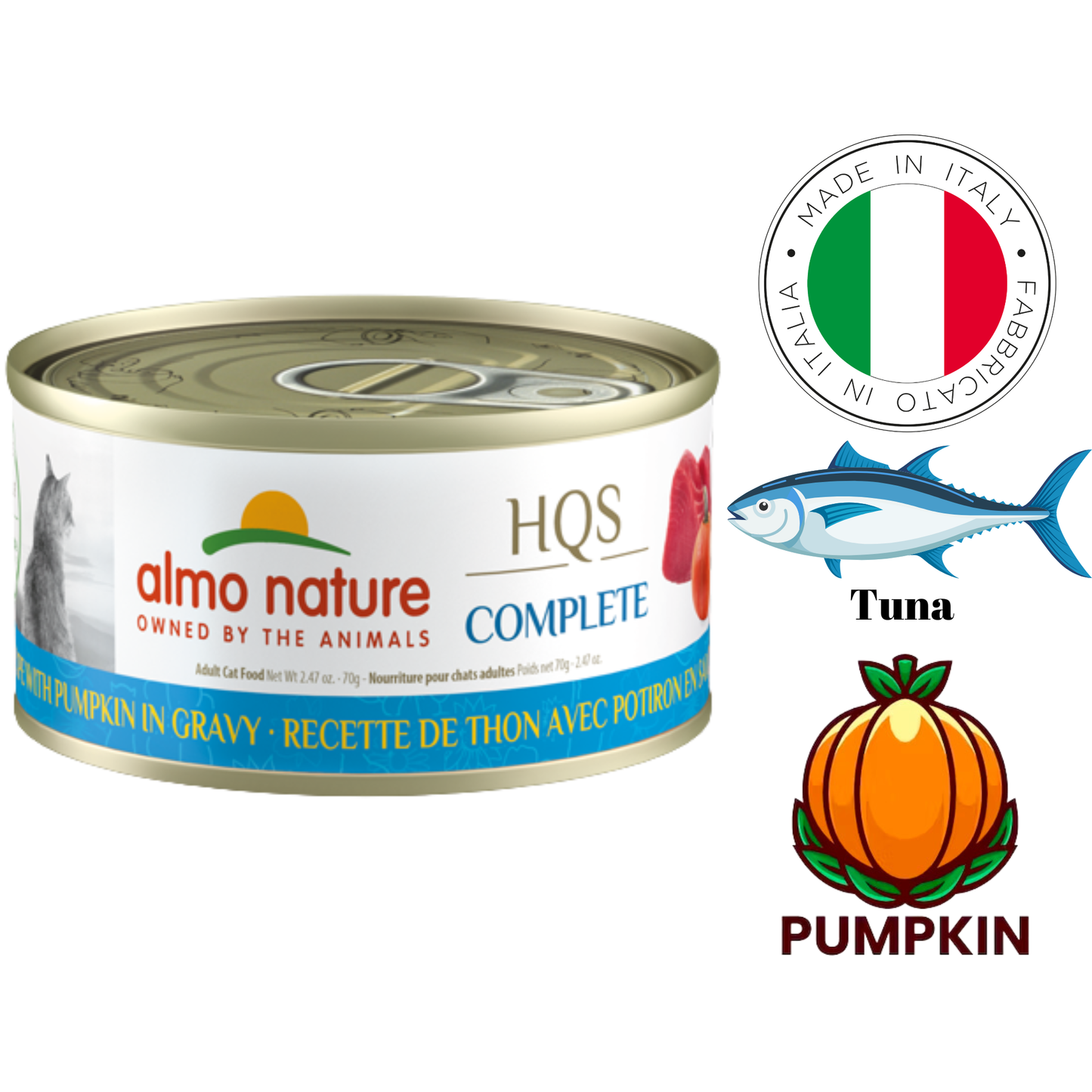 Almo Nature - Conserves pour chats au thon et au potiron en sauce - 70 grammes