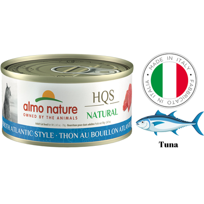 Almo Nature - Thon de l'Atlantique en bouillon, conserve pour chat - 70 grammes