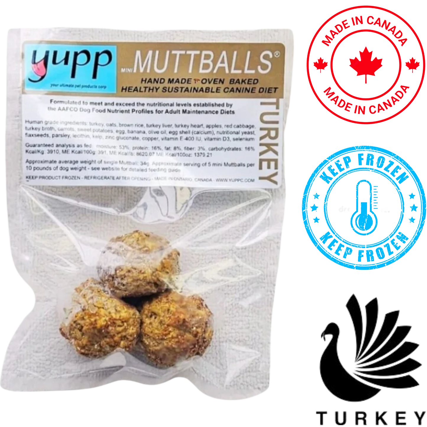 Yupp - Mini MuttBalls Turkey Raw Dog Food