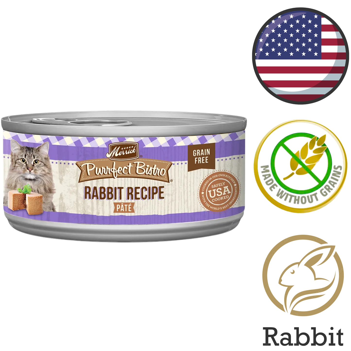 Merrick - Purrfect Bistro Grain Free Rabbit Pate Canned Cat Food - 5.5 Oz