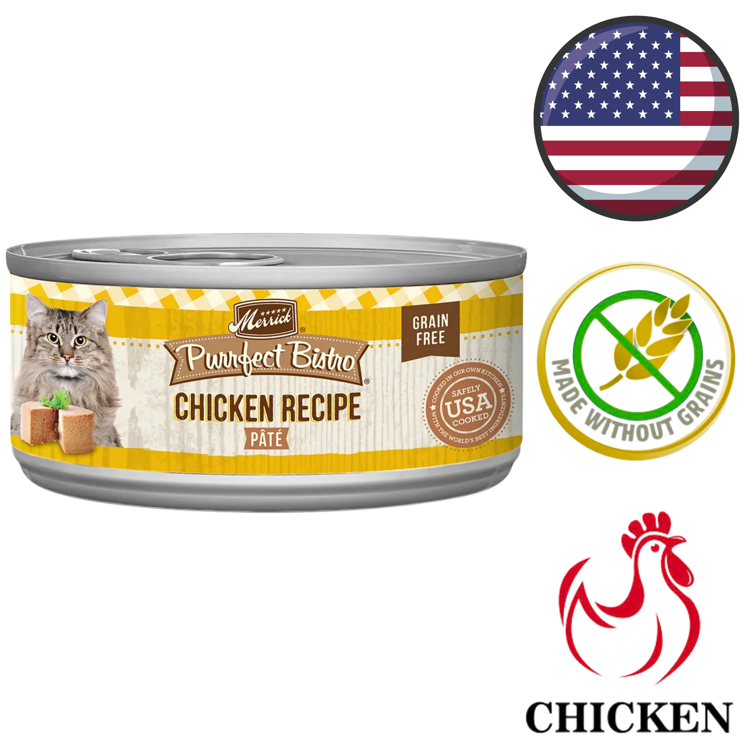 Merrick - Purrfect Bistro Grain Free Chicken Pate Canned Cat Food - 5.5 Oz