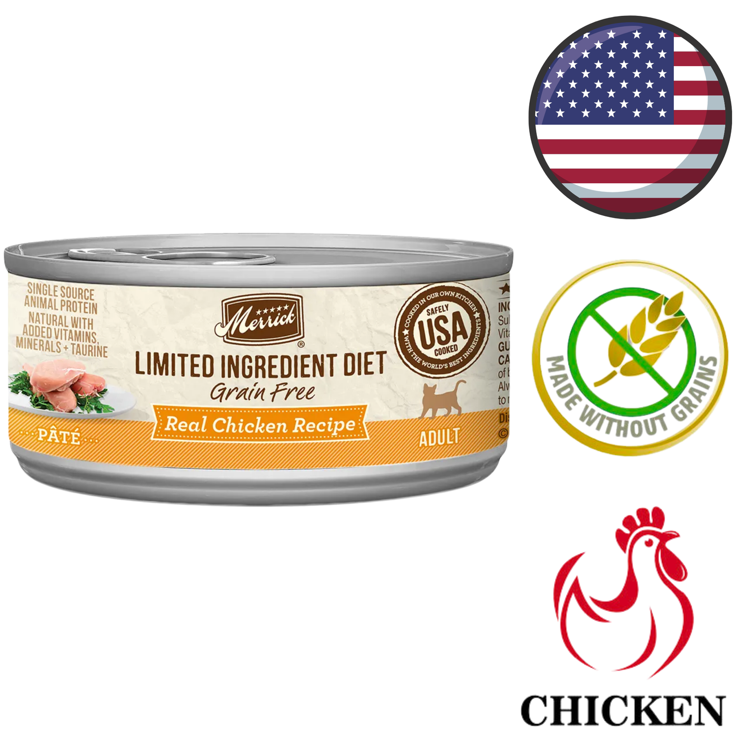 Merrick - Limited Ingredient Diet Grain Free Chicken Pate Canned Cat Food - 5.5 Oz