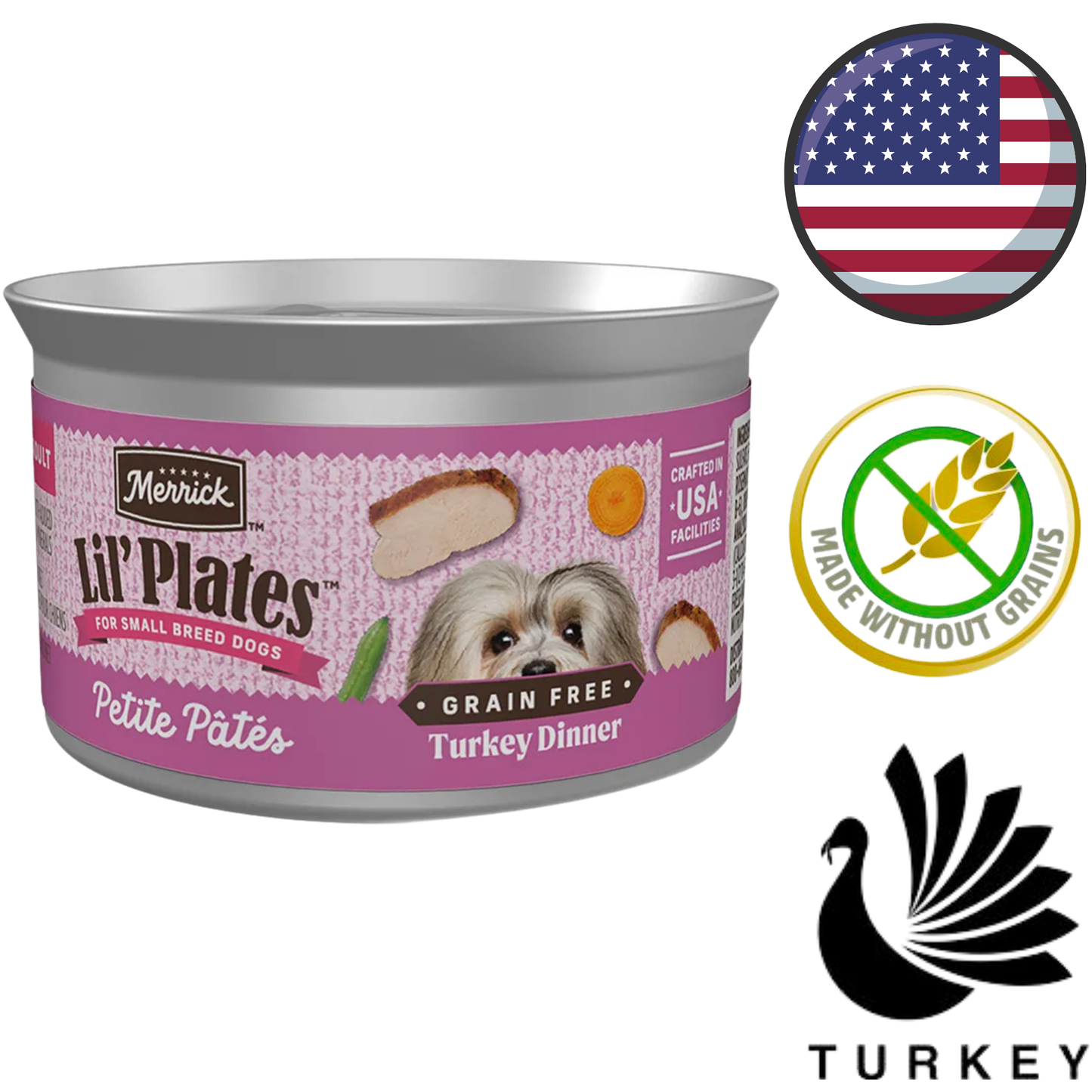Merrick - Lil’ Plates Petite Pate Turkey Canned Dog Food - 3 Oz