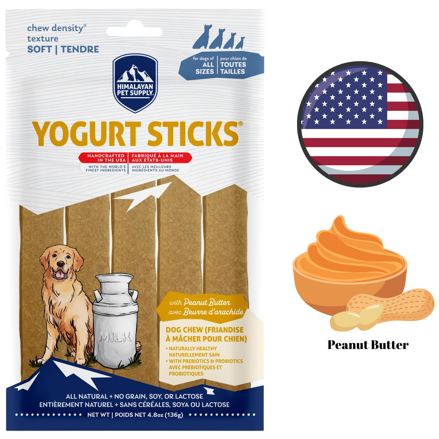 Himalayan Pet Supply - Yogurt Stick Chews Peanut Butter Dog Treat - 136 Grams