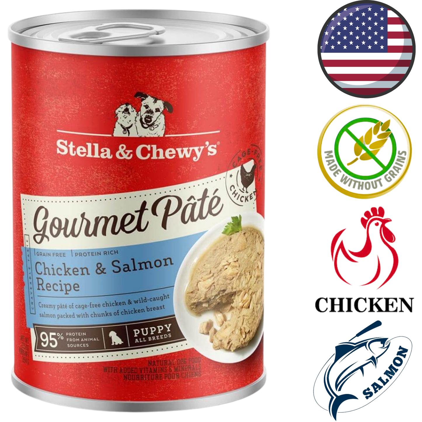 Stella & Chewy's - Puppy Chicken & Salmon Gourmet Pate Canned Dog Food - 12.5 Oz