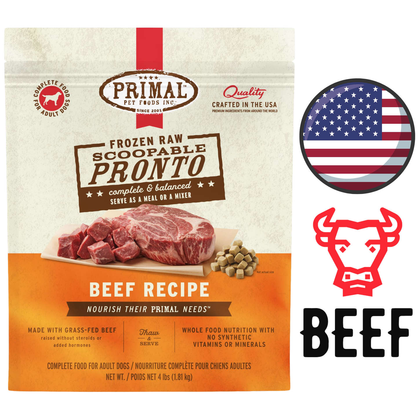 Primal - Beef Pronto Freeze Dried Dog Food - 4 lb