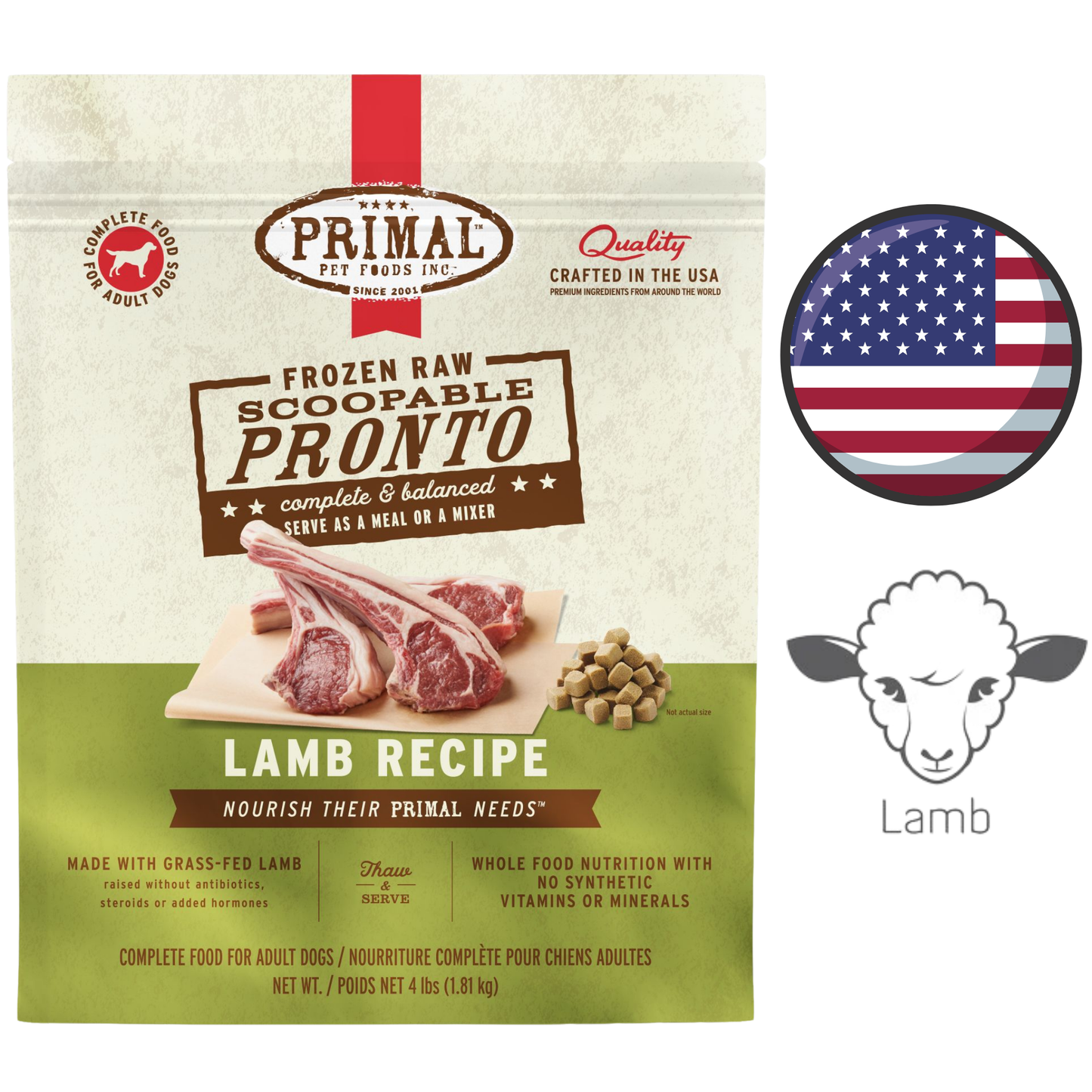 Primal - Lamb Pronto Freeze Dried Dog Food - 4 lb