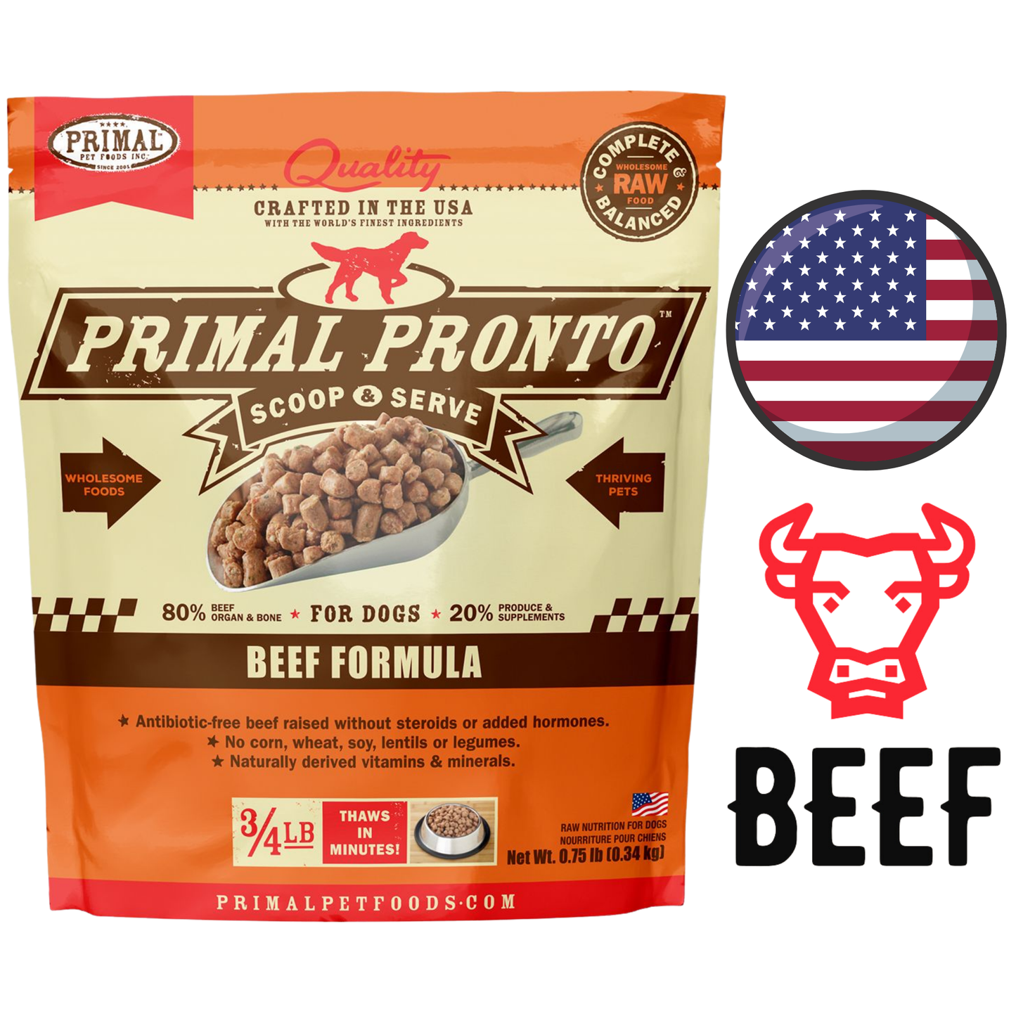 Primal - Beef Pronto Freeze Dried Dog Food (Trial Size) - 0.75 lb