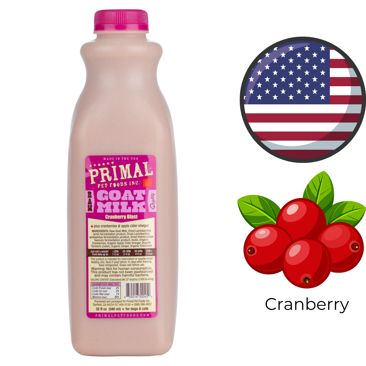 Primal - Frozen Raw Goat Milk Cranberry Blast - 32 Oz