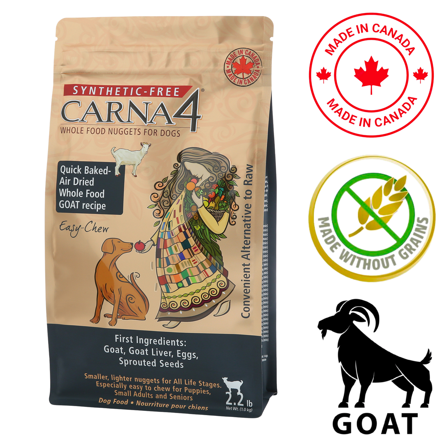 Carna4 - Easy Chew Grain Free Goat Dry Dog Food