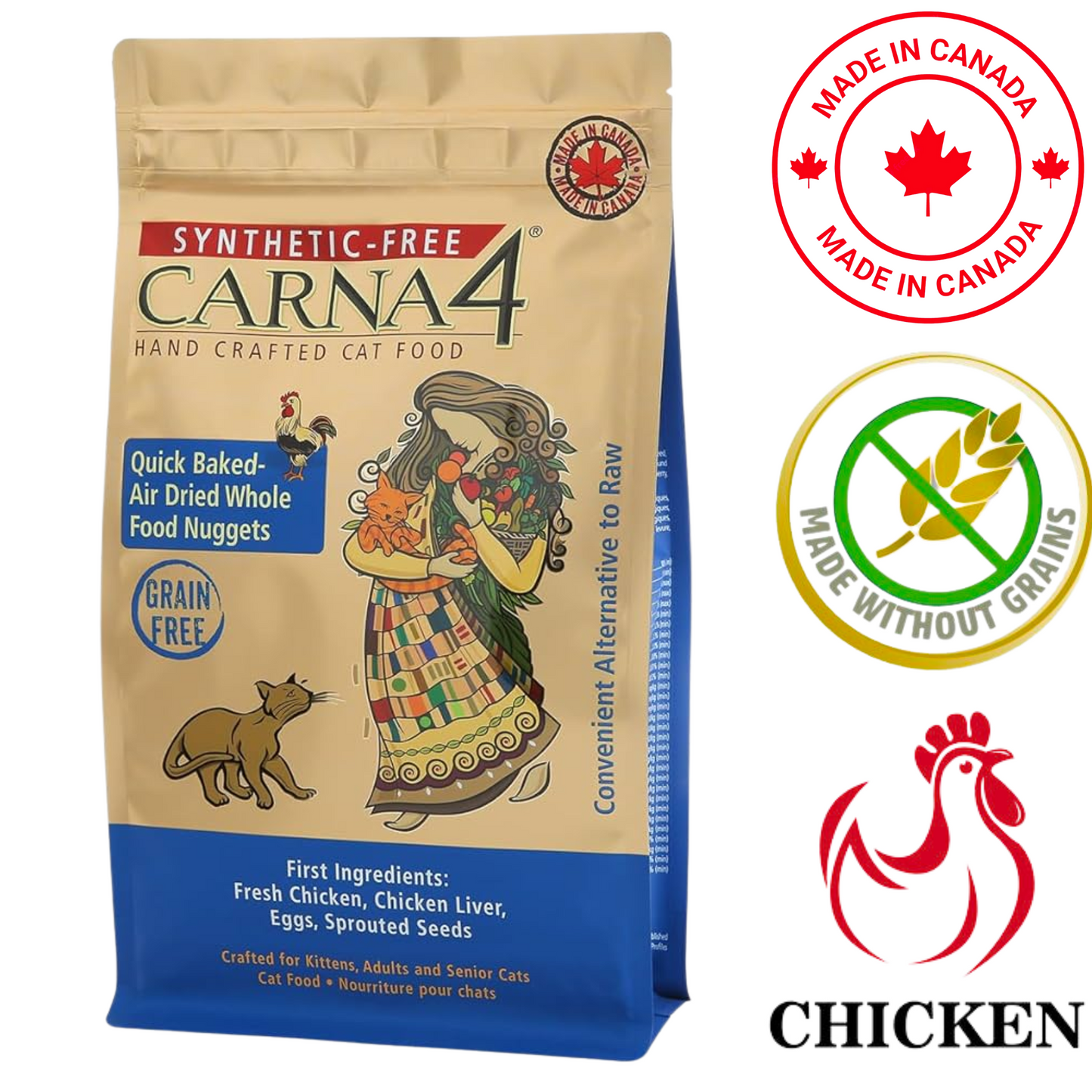 Carna4 - Handcrafted Grain Free Chicken Dry Cat Food - 2 lb