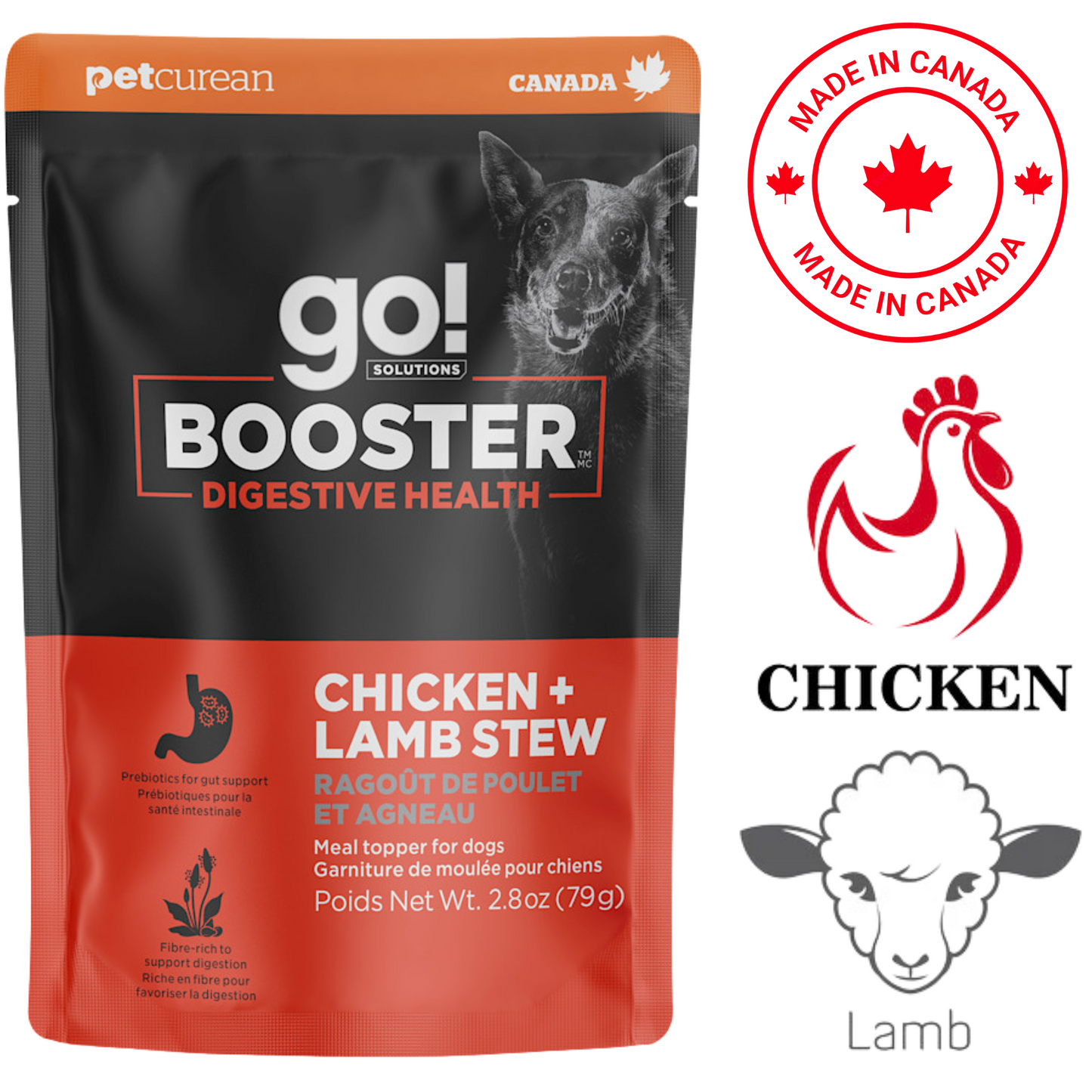 Go! Solutions - Booster Digestive Health Chicken + Lamb Stew Wet Dog Food Topper - 2.8 Oz