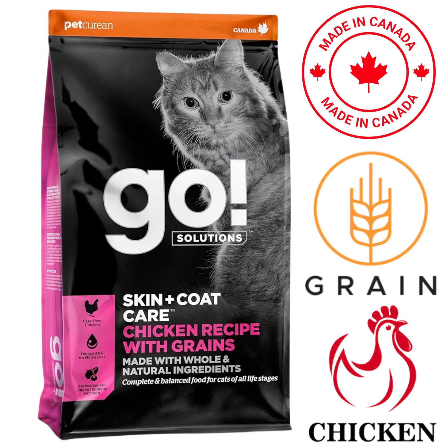 Go! Solutions - Skin + Coat Care Chicken With Grains Dry Cat Food - 3 lb