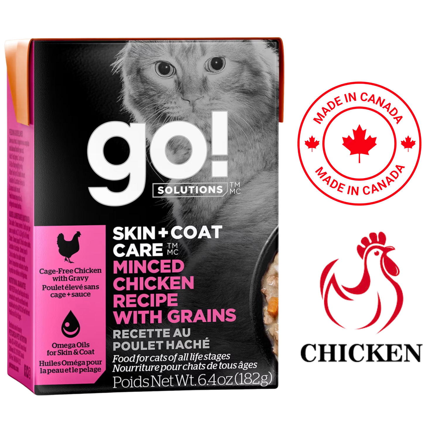 Go! Solutions - Skin + Coat Care Minced Chicken Wet Cat Food - 6.4 Oz