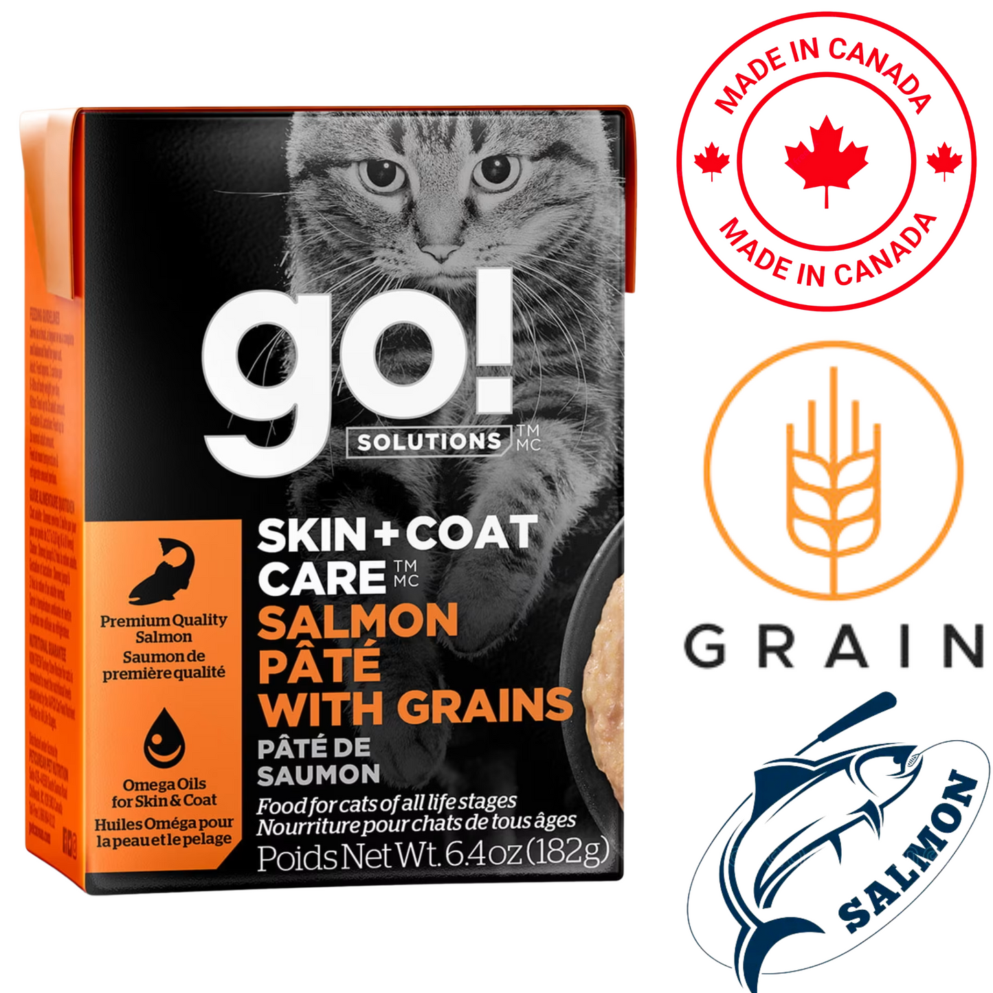 Go! Solutions - Skin + Coat Care Salmon Pate With Grains Wet Cat Food - 6.4 Oz