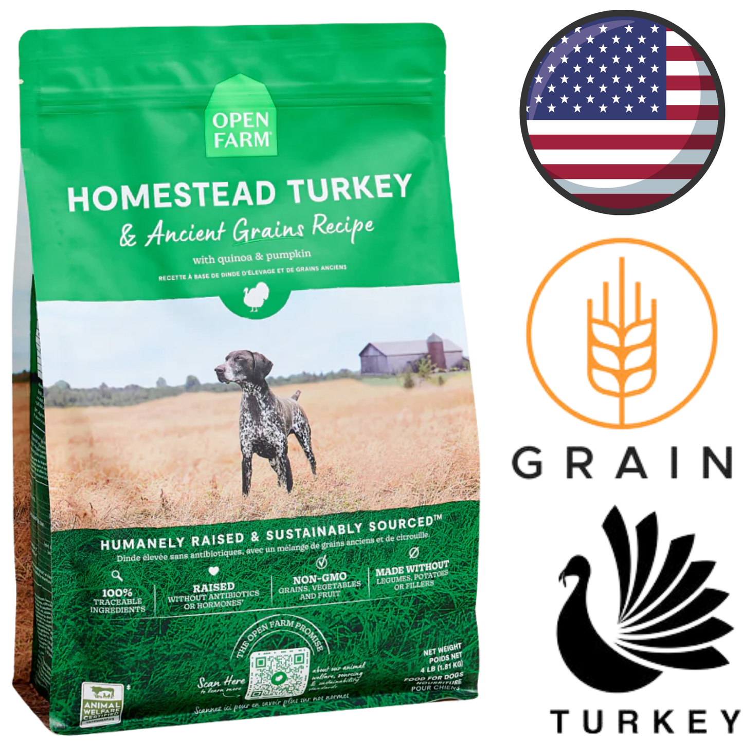 Open Farm - Homestead Turkey & Ancient Grains Dry Dog Food
