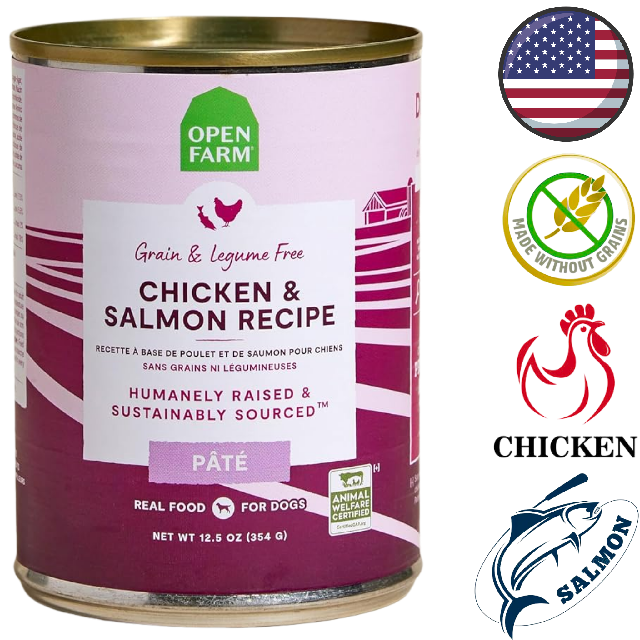 Open Farm Grain Free Chicken Salmon Pate Canned Dog Food