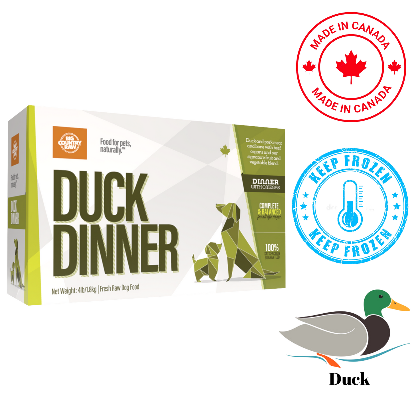 Big Country Raw - Duck Dinner Carton Raw Dog Food - 4 lb