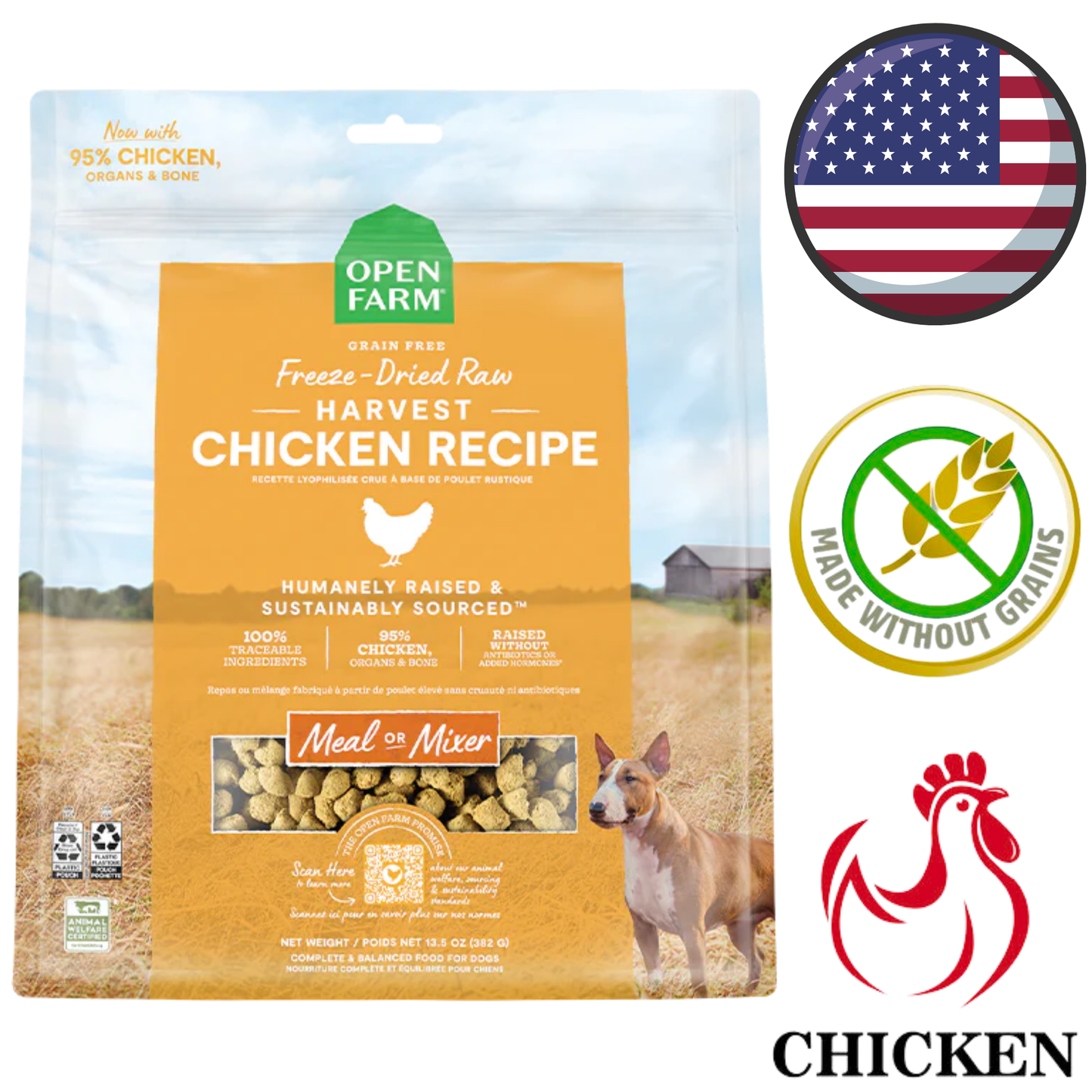 Open Farm - Grain Free Harvest Chicken Freeze Dried Dog Food - 3.5 Oz