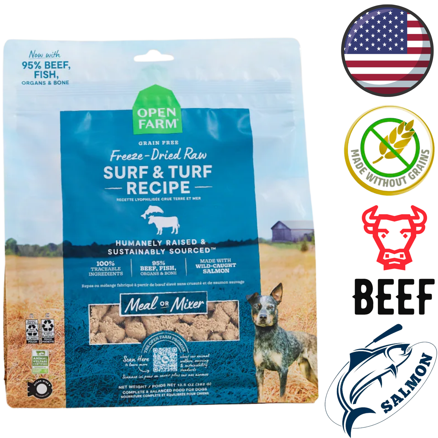 Open Farm - Grain Free Surf & Turf Freeze Dried Dog Food - 13.5 Oz
