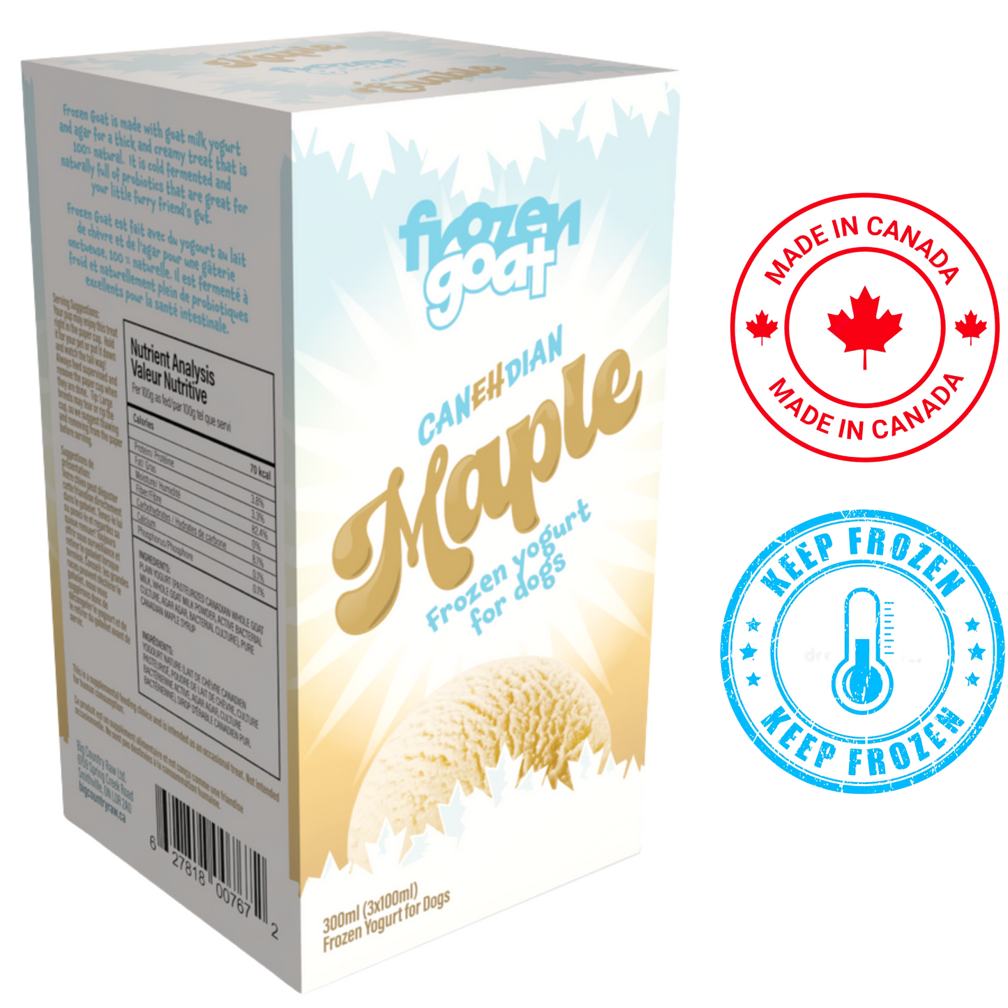 Big Country Raw - Frozen Goat CanEHdian Maple Dog Treats - 300 mL