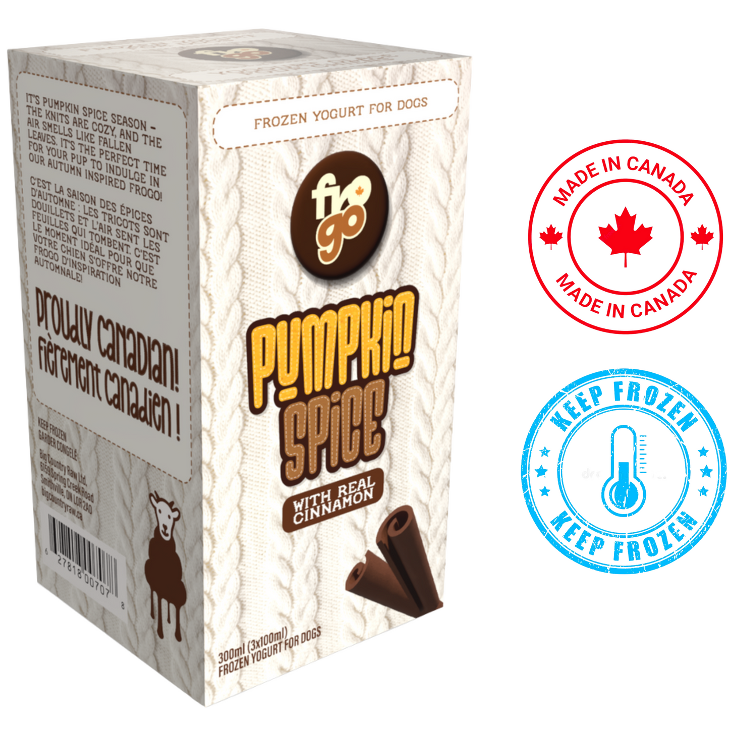 Big Country Raw - Frozen Goat Pumpkin Spice Dog Treats - 300 mL