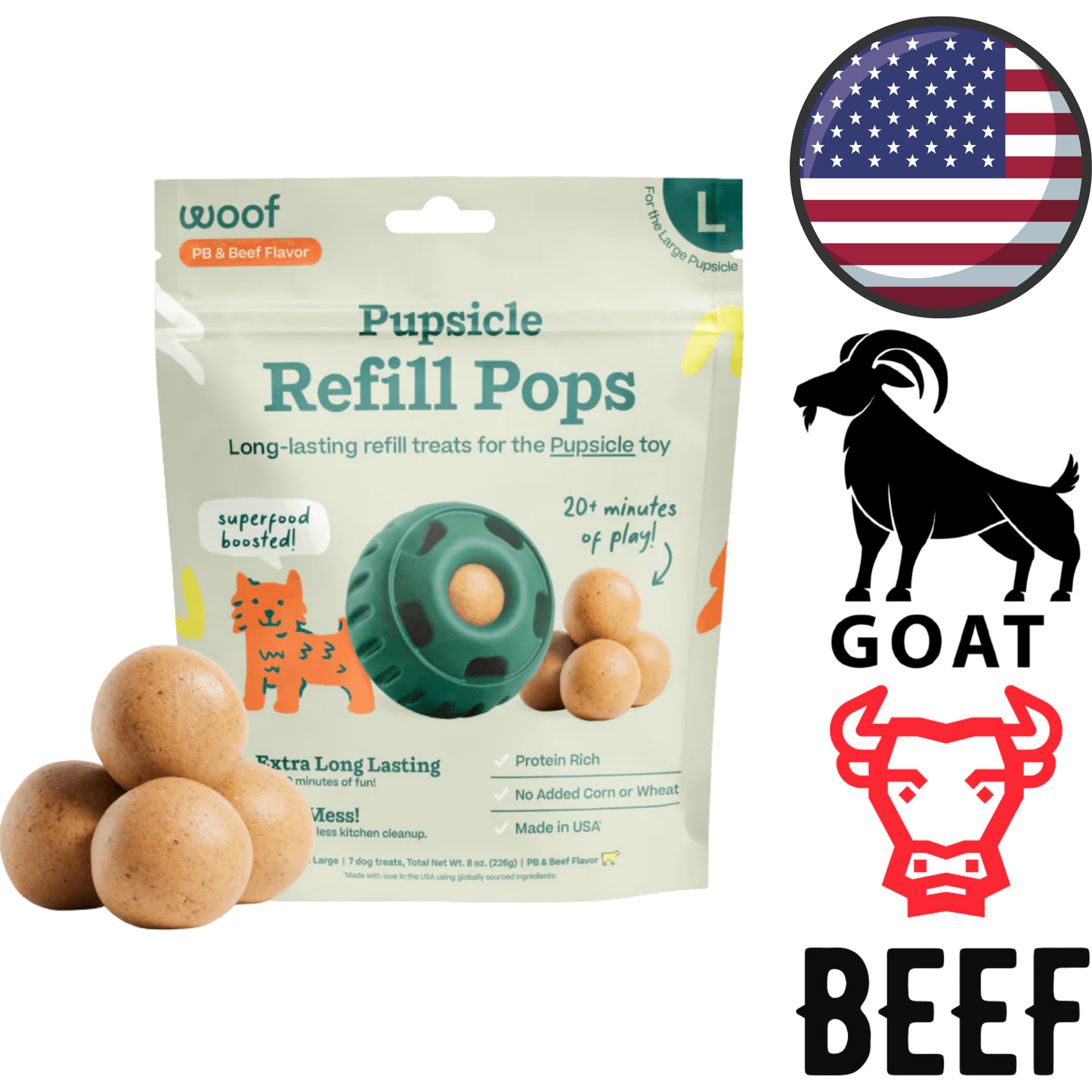 Woof - Pupsicle Beef Pops Dog Treats