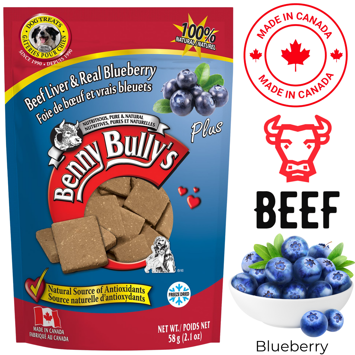 Benny Bully's - Liver Chops & Blueberry Dog Treats - 58 Grams