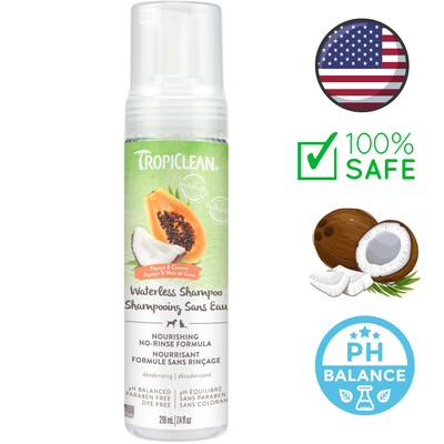 TropiClean - Papaya & Coconut Waterless Pet Shampoo - 7.4 Oz