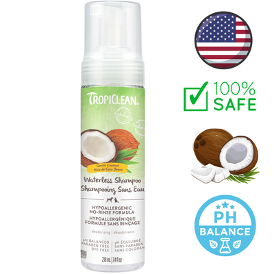 TropiClean - Hypoallergenic Waterless Pet Shampoo - 7.4 Oz