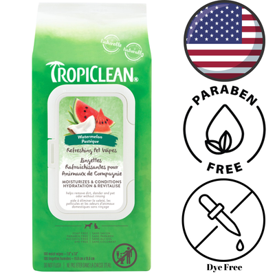 TropiClean - Watermelon Refreshing 2 In 1 Pet Wipes - 100 Pack