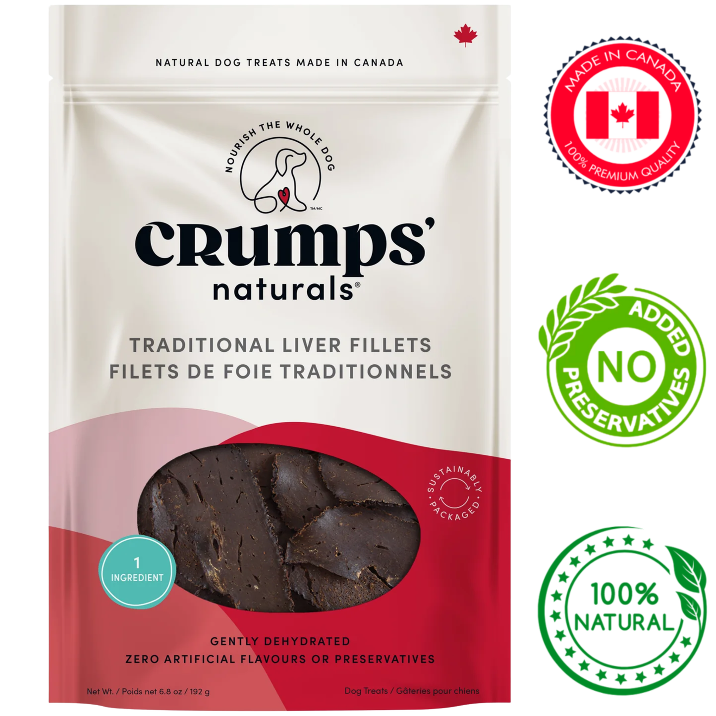 Crumps' Natural - Dehydrated Beef Liver Fillets Dog Treats - 192 Grams