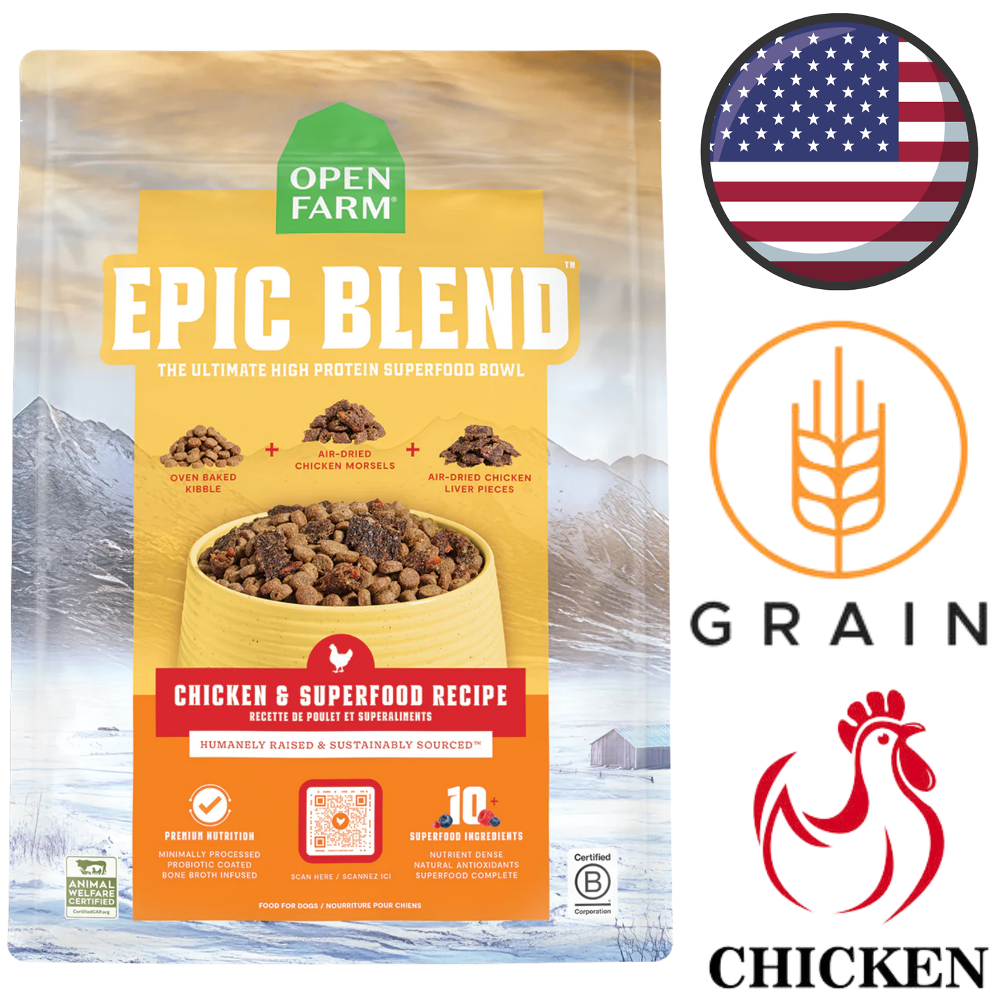 Open Farm - Epic Blend Chicken & Superfood Dry Dog Food