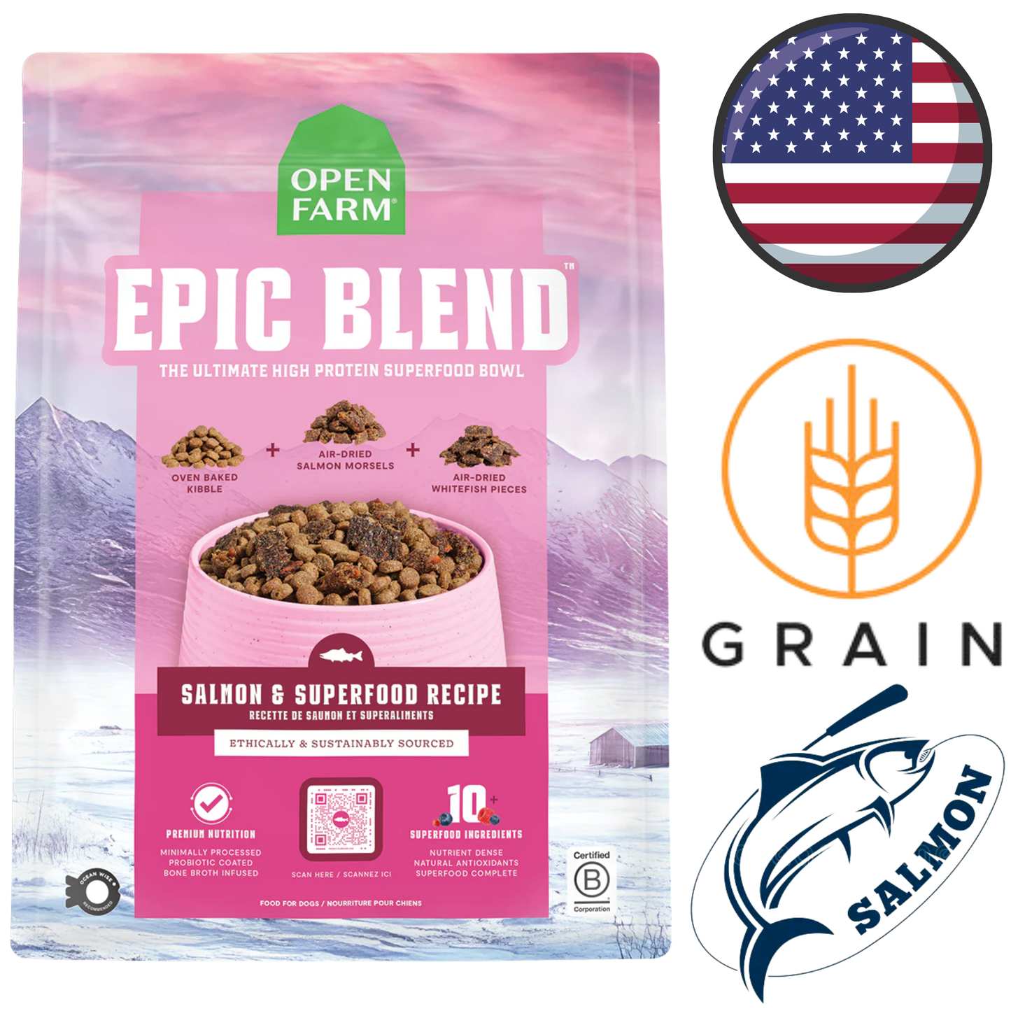 Open Farm - Epic Blend Salmon & Superfood Dry Dog Food