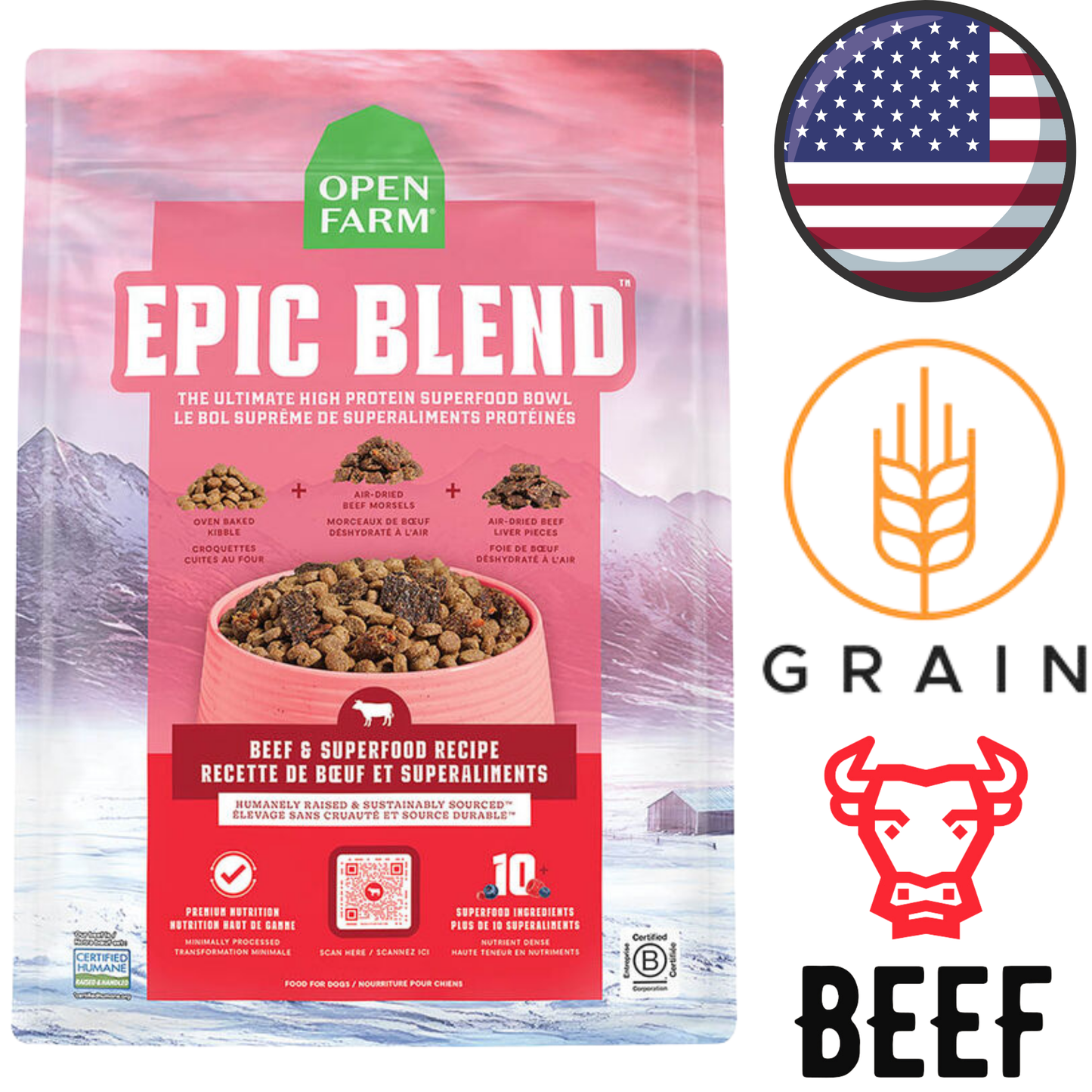 Open Farm - Epic Blend Beef & Superfood Dry Dog Food