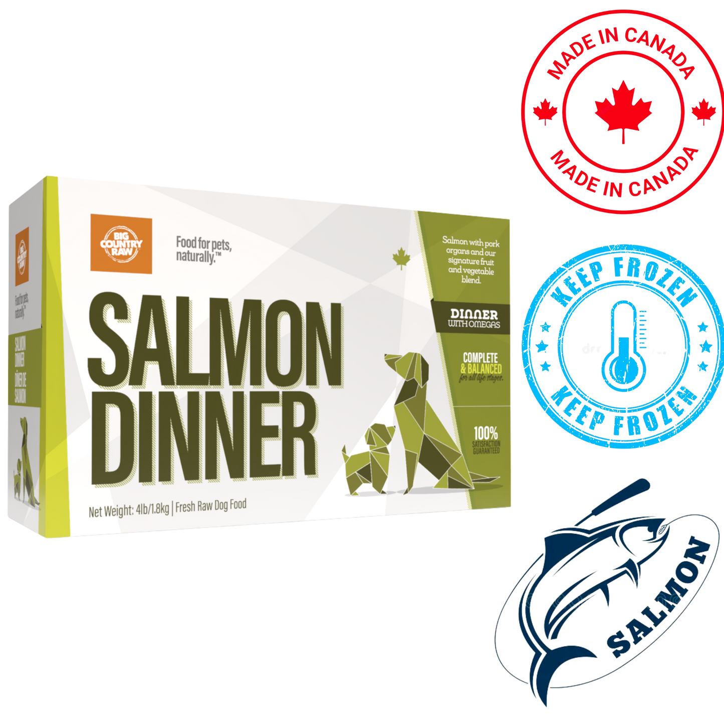 Big Country Raw - Salmon Dinner Carton Raw Dog Food - 4 lb