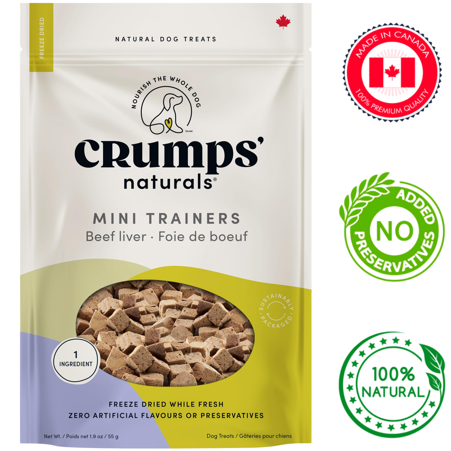 Crumps' Natural - Freeze Dried Beef Liver Mini Trainers Dog Treats - 55 Grams