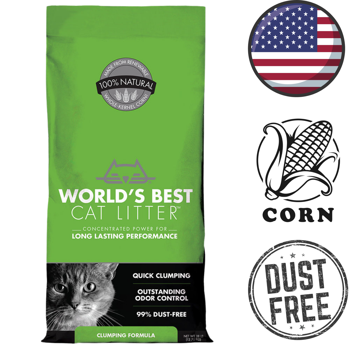 World's Best Cat Litter - Quick Clumping Unscented Cat Litter - 7 lb