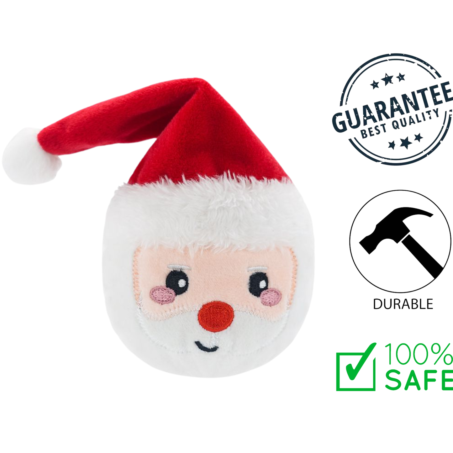 HugSmart - Happy Woofmas Super Ball Dog Toy - Santa