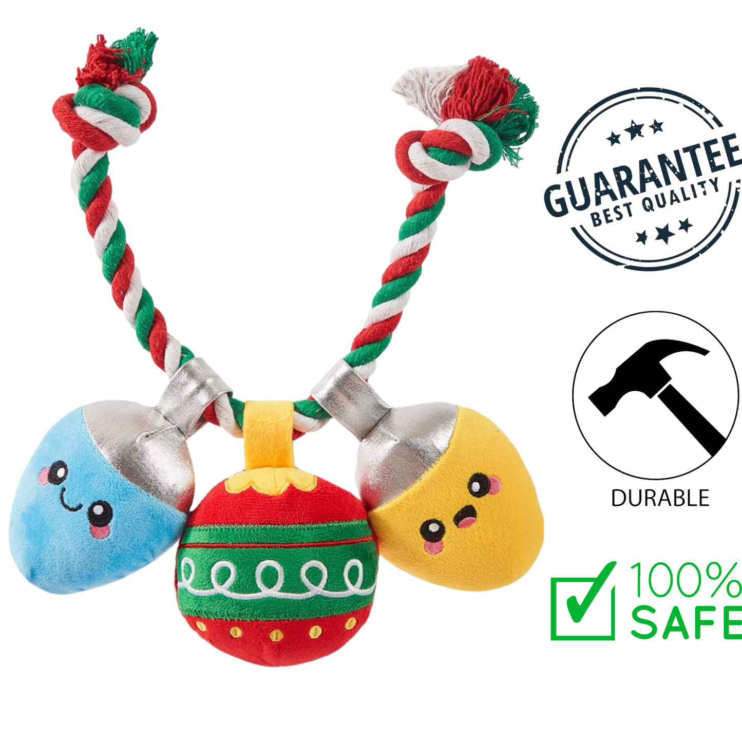 HugSmart - Happy Woofmas Rope Funz Dog Toy - Christmas Lights