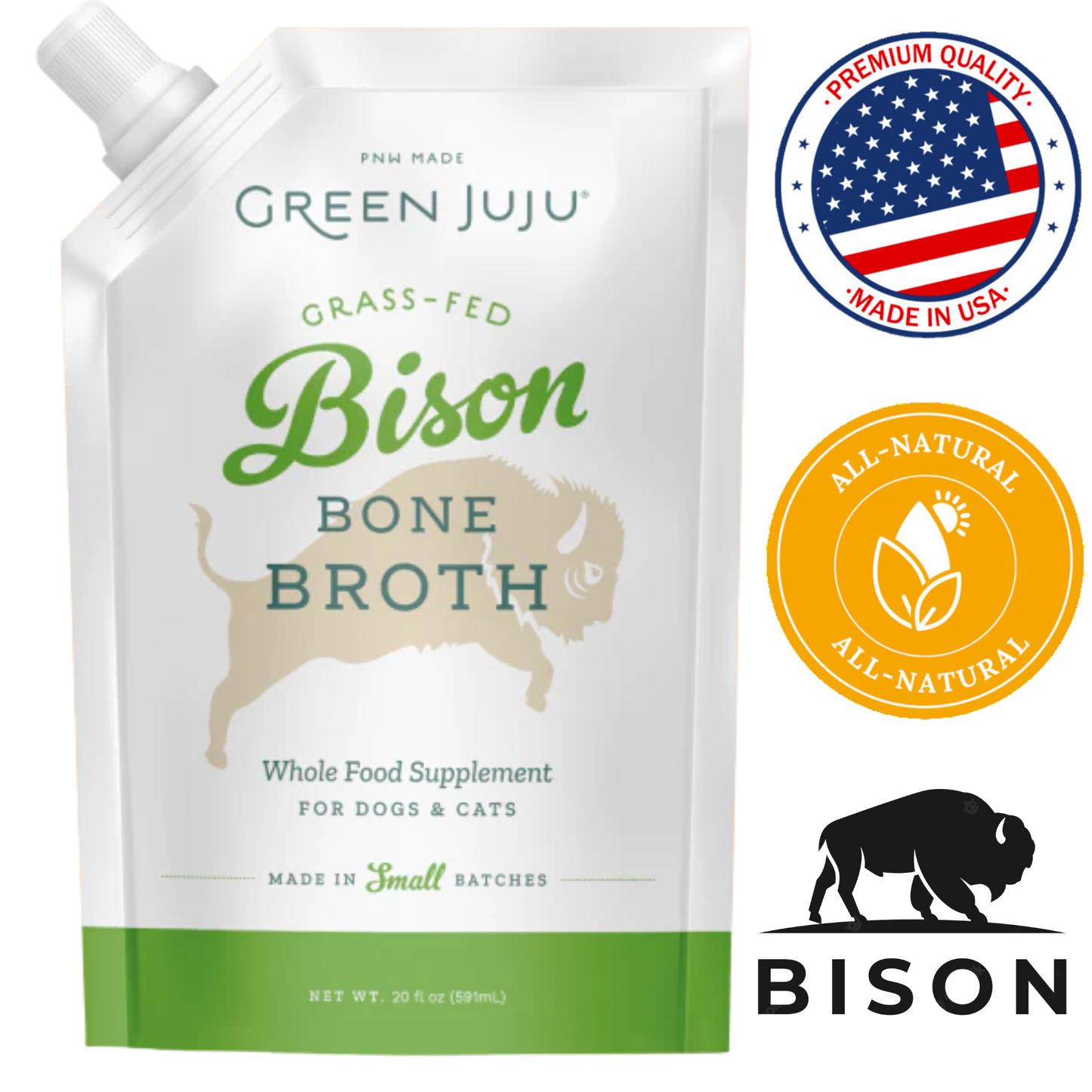 Green Juju - Grass-Fed Bison Bone Broth - 20 Oz