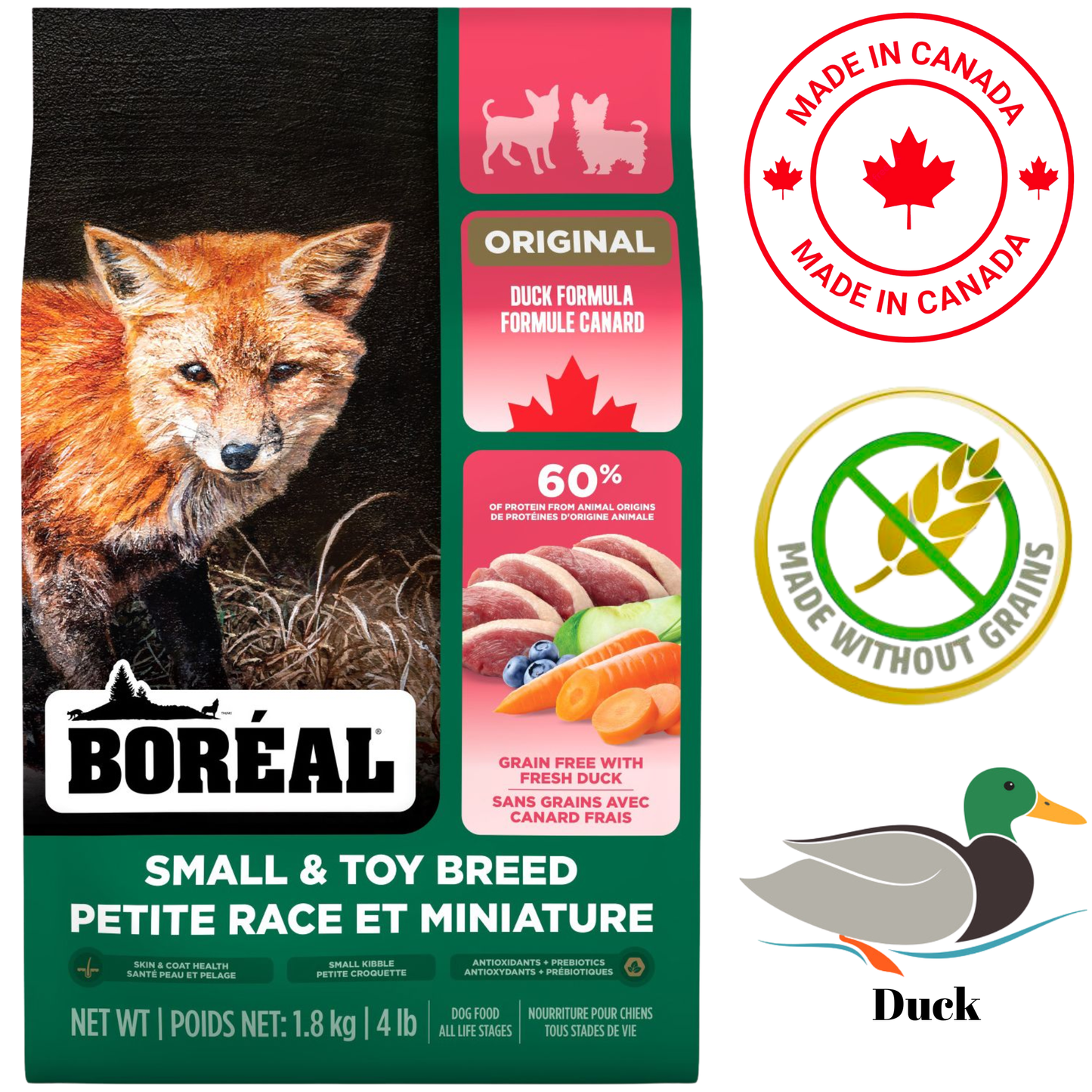 Boreal - Original Grain Free Small Breed Duck Dry Dog Food - 4 lb
