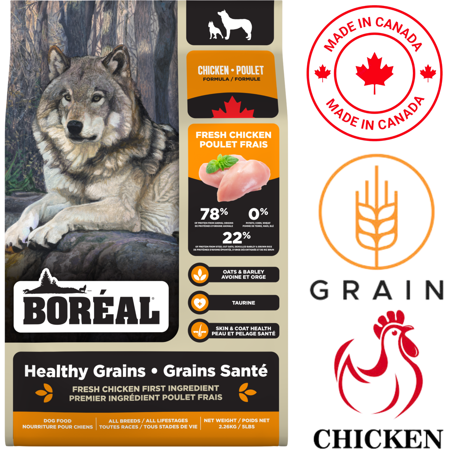 Boreal - Healthy Grains Chicken Dry Dog Food - 5 lb