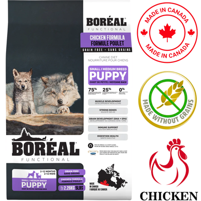 Boreal - Functional Small & Medium Breed Puppy Chicken Dry Dog Food - 5 lb