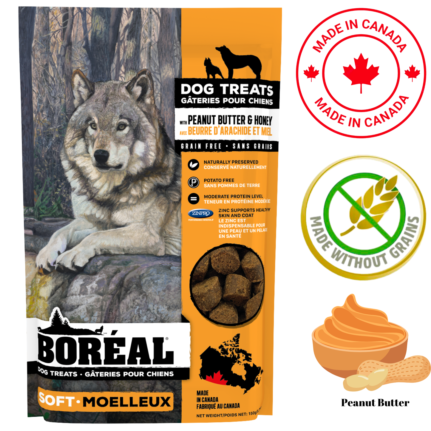 Boreal - Peanut Butter And Honey Dog Treats - 5 Oz